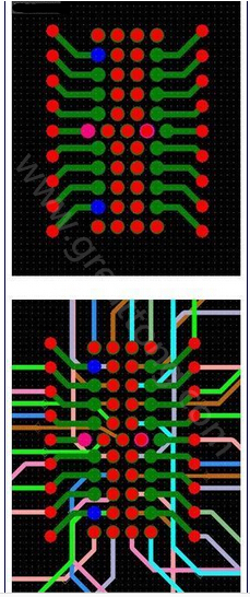 焊盤內(nèi)過孔用于內(nèi)部，而外部引腳在0.5mm柵格上扇出-深圳宏力捷