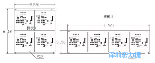 如圖9所示在兩種拼板中PCB單元的排列方式不同。拼板方式是V-CUT。這兩種拼板尺寸有明顯的的差異，將導(dǎo)致各自所需的生產(chǎn)拼板尺寸改變-深圳宏力捷