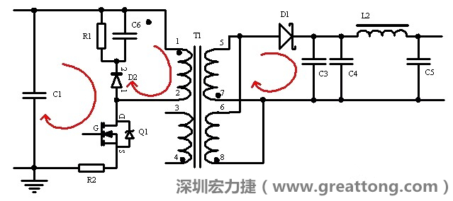 元件布局的時候，要優(yōu)先考慮高頻脈沖電流和大電流的環(huán)路面積，盡可能地減小,以抑制開關(guān)電源的輻射干擾