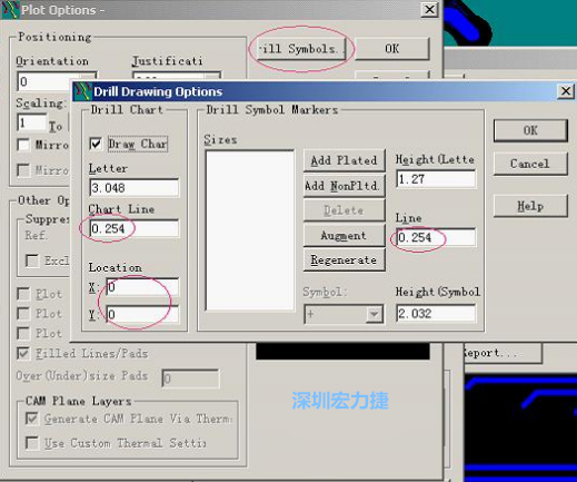 轉(zhuǎn)孔圖時也需在Customize Document欄點擊Option，在彈出的Plot Options-窗口中選擇Drill Symbols