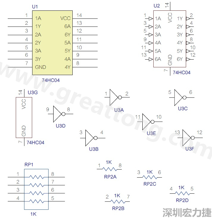 圖1 半導(dǎo)體元件供應(yīng)商所畫的電路圖符號是模擬元件的接腳圖，而非訊號流程。