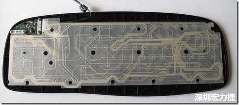 現(xiàn)在的電腦鍵盤拆開被蓋后就只看到一片約5mmx3mm的電路板及兩片取代原本電路板的PTF。