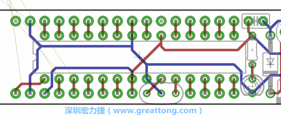 如果可以的話盡量讓接地線保持在電路板的背面，這樣它們就可以在可能范圍內(nèi)和最大的接地面連結(jié)在一起。