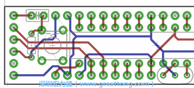 4.2. 然后在電路板的背面進行布線。