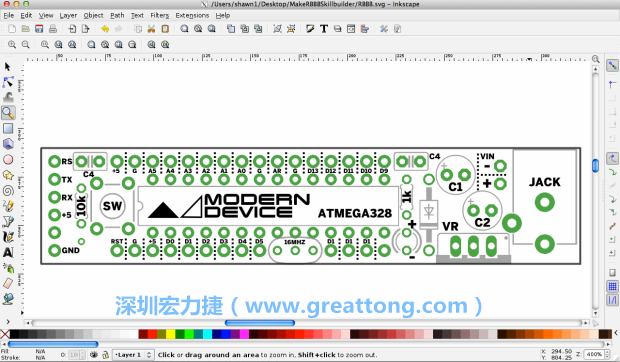 既然你有一個(gè)以電路板為背景的清晰影像了，使用向量工具將要絲印的圖像畫在上面吧，下面有一個(gè)例子。