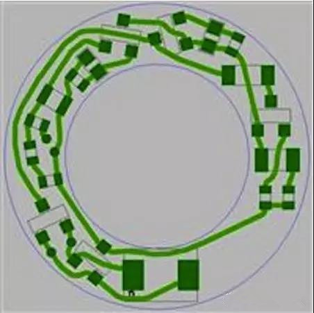 圖6：PCB布線例子：(a)拓?fù)涫阶詣?dòng)布線器(完成了100%導(dǎo)線的布線)；