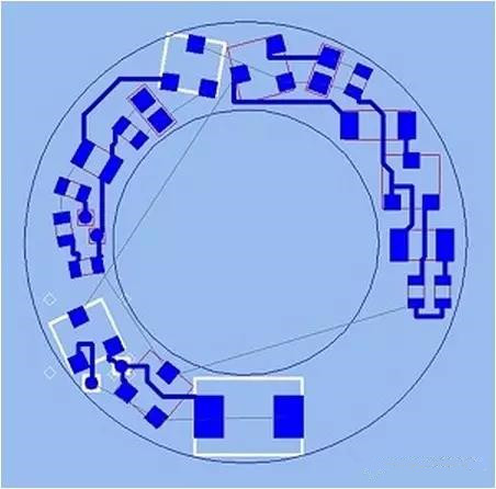 (b)基于最佳形狀的自動(dòng)布線器(完成了56.3%的導(dǎo)線布線)；