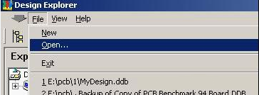 打開Protel 99 SE，點擊File菜單選擇“Open”打開需轉(zhuǎn)換的文件