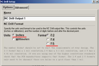 將格式改為“Inches 2：5”（ 以確保資料精度，反之孔與線路有偏移現(xiàn)象；）點OK完成鉆孔文件轉(zhuǎn)換